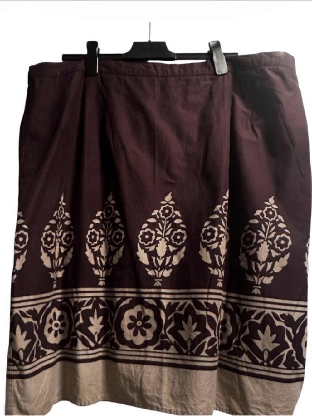 Pennington’s 4X Brown Tan Floral Border Print Skirt Boho Cottagecore